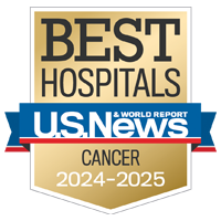 U S News and World Report badge recognizing UCSF among the Best Hospitals for Cancer, 2024-2025