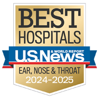 U S News and World Report badge recognizing UCSF among the Best Hospitals for Ear, Nose and Throat, 2024-2025