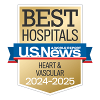 U S News and World Report badge recognizing UCSF among the Best Hospitals for Heart and Vascular, 2024-2025
