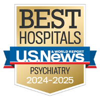 U S News and World Report badge recognizing UCSF among the Best Hospitals for Psychiatry, 2024-2025