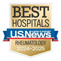 U S News and World Report badge recognizing UCSF among the Best Hospitals for Rheumatology, 2024-2025