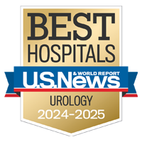 U S News and World Report badge recognizing UCSF among the Best Hospitals for Urology, 2024-2025